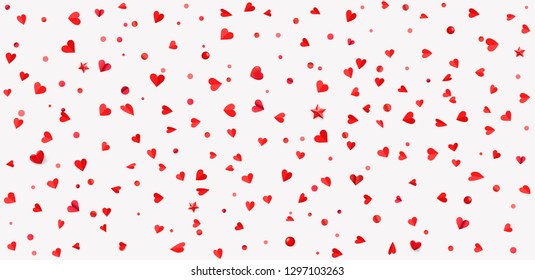 Valentines day abstract background with confetti laying on a floor. Vector illustration