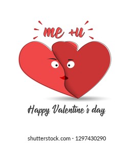 Valentine's day abstract background with Couple in love concept, two cute hearts hugging.  Couple heart. Vector illustration - Vector