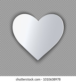 Valentine's day abstract background with cut paper hearts on a transparent background. Vector Illustration