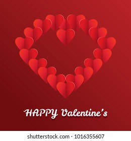 Valentine's day abstract background with cut paper heart. Vector illustration