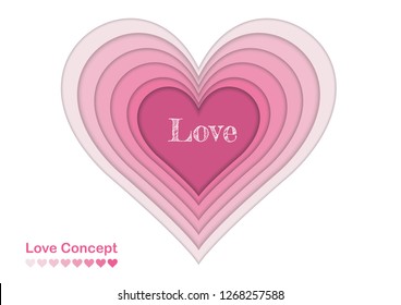 Valentine's day abstract background with cut paper heart. Vector illustration - Vector