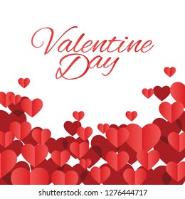 Valentine's day abstract background with cut paper heart. Vector illustration