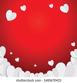 Valentine's day abstract background with cut paper hearts. Vector illustration Eps 10.