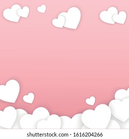 Valentine's day abstract background with cut paper hearts.