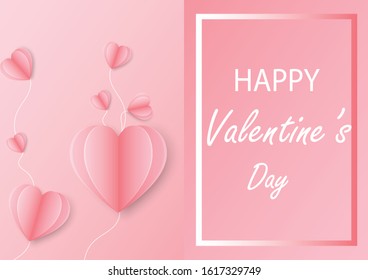 Valentine's day abstract background with cut paper heart. 