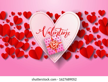 Valentine's day abstract background with cut paper heart. Vector illustration.Vector illustration. Wallpaper, flyers, invitation, posters, brochure, banners.