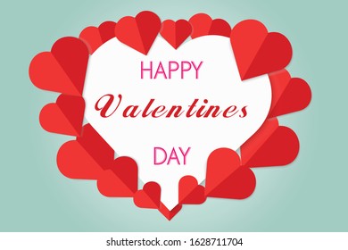 Valentine's day abstract background with cut paper heart. Vector illustration