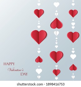 Valentine's day abstract background with cut paper heart. Vector illustration