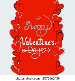 Valentine's day abstract background with cut paper heart. Vector illustration