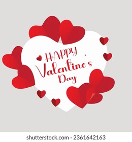 Valentine's day abstract background with cut paper heart. Vector illustration