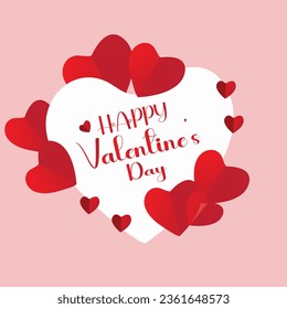 Valentine's day abstract background with cut paper heart. Vector illustration