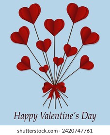 Valentine's day abstract background with cut out paper heart. Postcard for Valentine's Day. Vector illustration