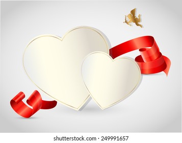 Valentine's day abstract background with cut paper heart. Vector illustration.
