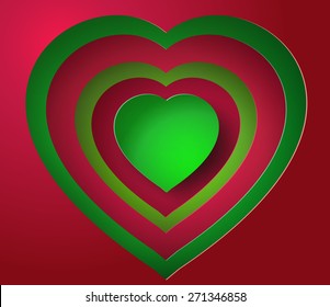 Valentine's day abstract background with cut heart. paper art style.
