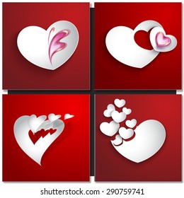 Valentines day abstract background with cut paper heart. Vector illustration