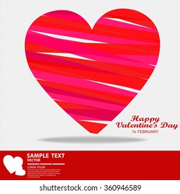 Valentine's day abstract background with cut paper heart. Vector illustration
