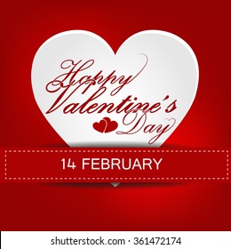 Valentine's day abstract background with cut paper heart. Vector illustration