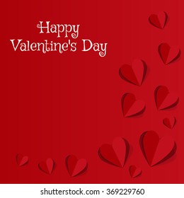 Valentine's day abstract background with cut paper hearts.