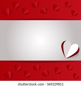 Valentine's day abstract background with cut paper hearts.