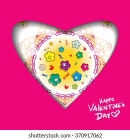 Valentine's day abstract background with cut paper heart. Vector illustration