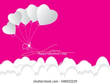 Valentine's day abstract background with cut paper heart. paper art style , Vector illustration