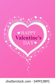 Valentine's day abstract background with cut paper heart.