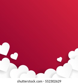 Valentine's day abstract background with cut paper hearts. Vector illustration