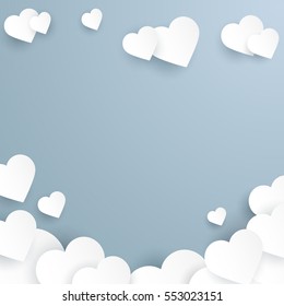 Valentine's day abstract background with cut paper heart. Vector illustration.