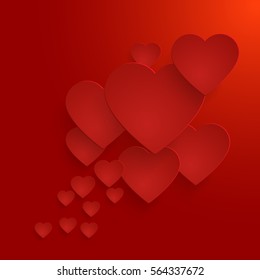 Valentine's day abstract background with cut paper heart. Vector illustration