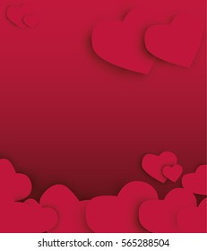 Valentine's day abstract background with cut paper hearts. Vector illustration