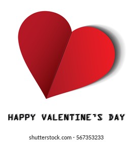 Valentine's day abstract background with cut paper heart. Vector illustration