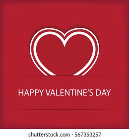 Valentine's day abstract background with cut paper heart. Vector illustration