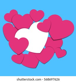 Valentine's day abstract background with cut paper heart. Vector illustration