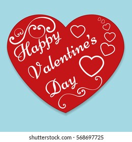 Valentine's day abstract background with cut paper heart. Vector illustration