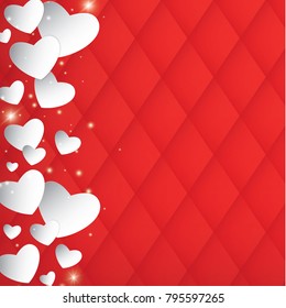 Valentine's day abstract background with cut paper hearts. Vector illustration