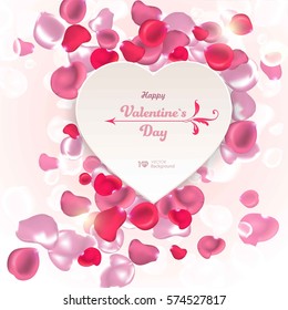 Valentine's Day. Abstract background with falling petals. Vector eps 10.
