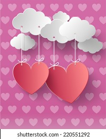 Valentine's day abstract background with  heart. paper art style.
