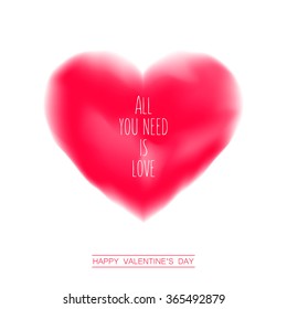 Valentine's day abstract background with heart. Big Red Heart, Isolated On White Background. Red valentine heart. Love concept. Valentine's day vector illustration.