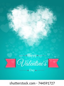 Valentine's Day. Abstract background with a heart from a clay and fog, on a beautiful background. Vector illustration