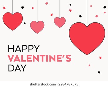 Valentines day abstract background with hearts on red background. Vector