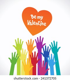 Valentine's day abstract background with human hand and  heart