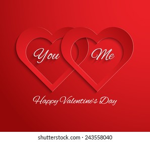 Valentines Day abstract background with long shadow text. Vector illustration eps 10