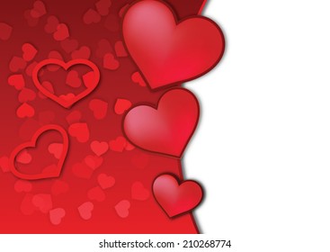 Valentine's day abstract background - many hearts on red and white