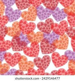 Valentine's day abstract background with multicolor hearts.  heart drawing