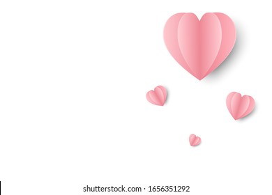 Valentine's day abstract background with paper cut heart. Vector illustration.