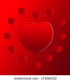 Valentine's Day, abstract background with paper red hearts