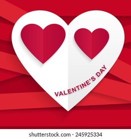 Valentine's day abstract background with paper heart. Vector illustration