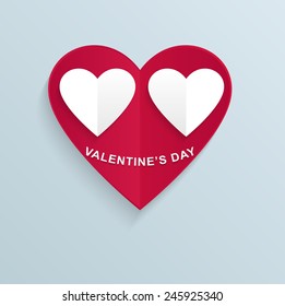 Valentine's day abstract background with paper heart. Vector illustration