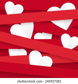 Valentine's day abstract background with paper heart. Vector illustration