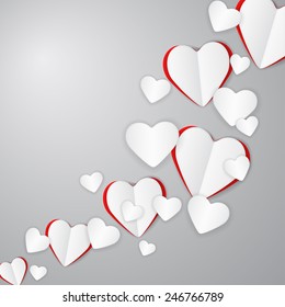 Valentines Day abstract background with paper hearts.
